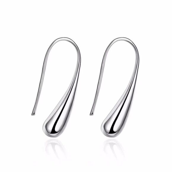 Silver Water Drop Dangle Earrings - Picture 9 of 9